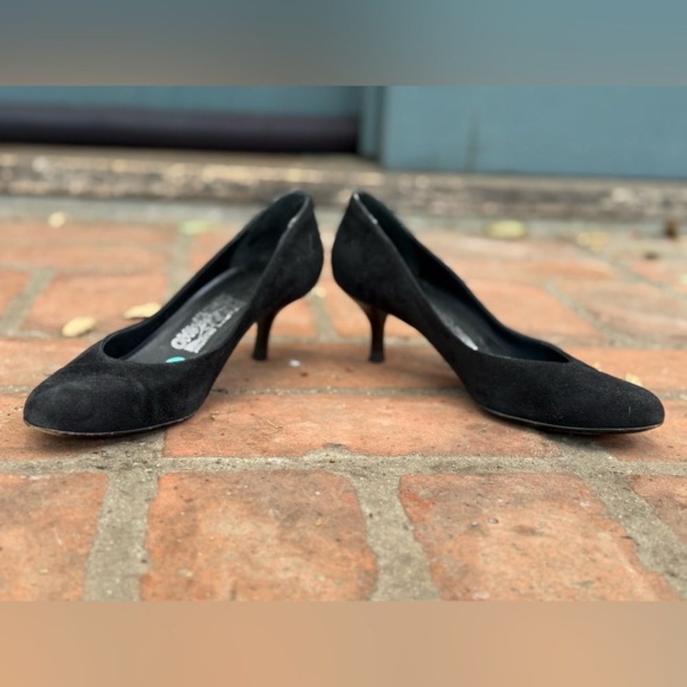 Salvatore Ferragamo Black Suede Pumps - size 7.5